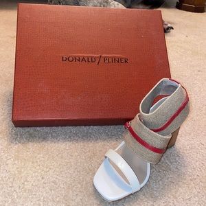 Gently used Donald Pliner Tan/White/Red sandals size 7.5